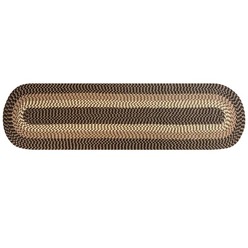 Better Trends Alpine Braid 100% Polypropylene Stain-resistant & Double-Sided Reversible Durable Indoor Area Utility Rug - 24" x 108" Runner - Chocolate Stripe