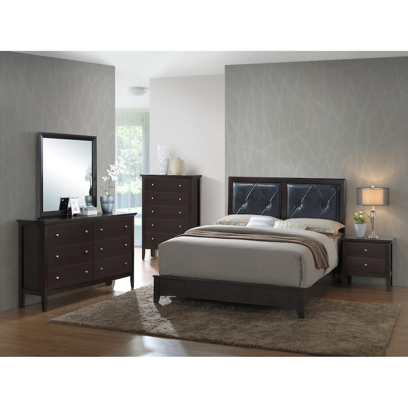 Tufted Faux Leather Upholstered King Panel Bed - 85" - Brown and Black