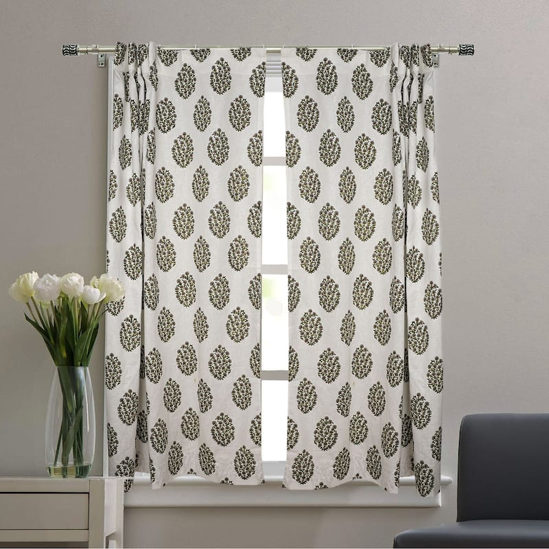Fabdivine Handmade Block Print Floral Curtain Perfect for Room or Window Décor