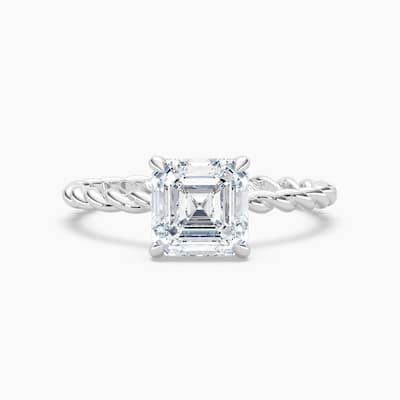 Auriya 14k Gold Lab Grown Asscher Diamond Twisted Hidden Halo Engagement Ring 1.00 to 5.00 ct. tw. (F-G, VS)