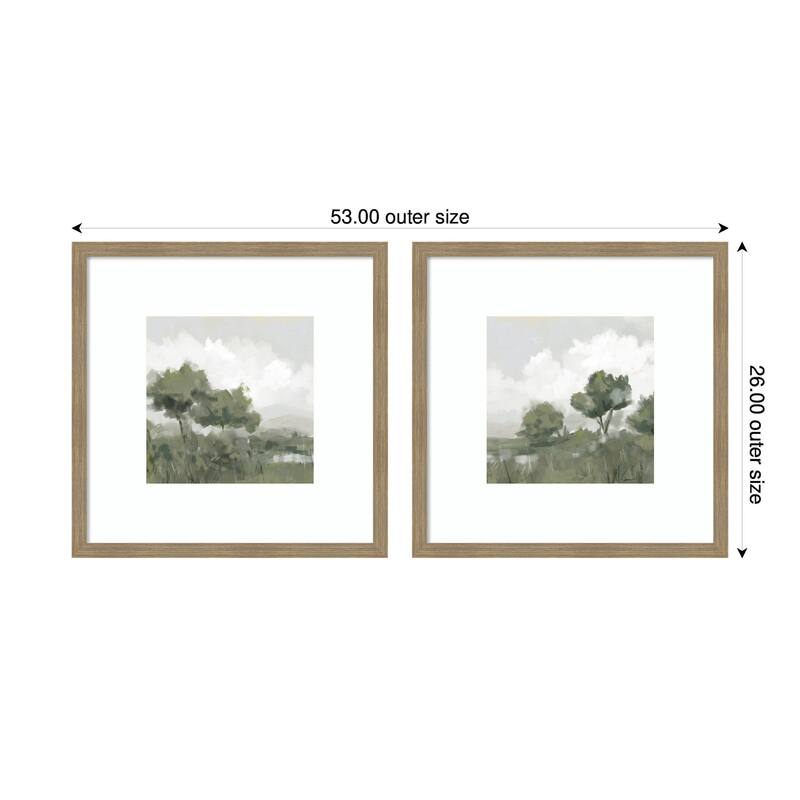 Kate and Laurel Shades of Olive No. 1 & No. 2 2 Piece Framed Wall Art Print Set by Mary Sparrow
