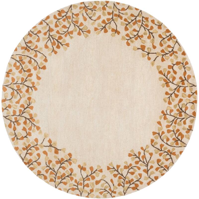 Rome Hand Tufted Floral Border Area Rug