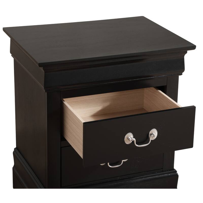 Elegant Black Nightstand with Two Drawers for Organized Storage