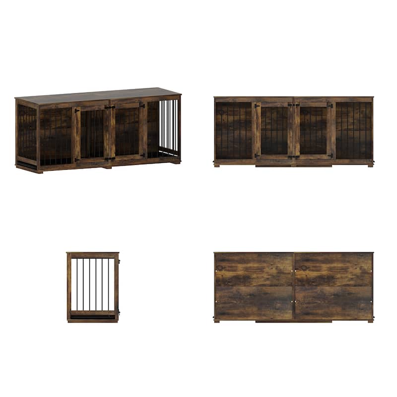 70.9" Modern Home Collection Dual Door Dog Kennel Available in Elegant