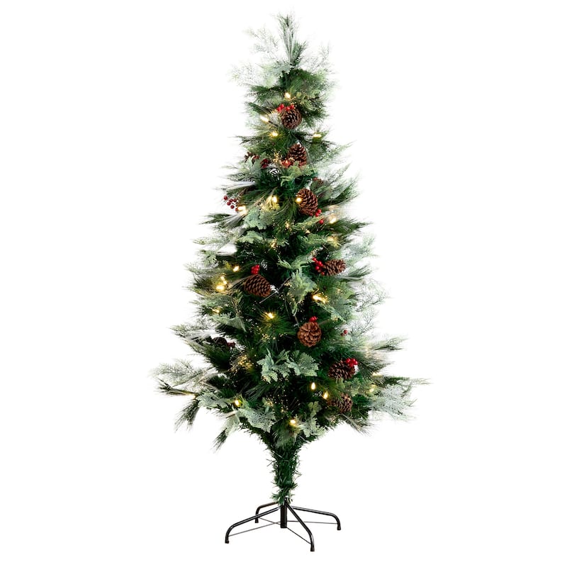 6' Pre-Lit Fiber Optic Artificial Christmas Tree, Warm White LED Lights