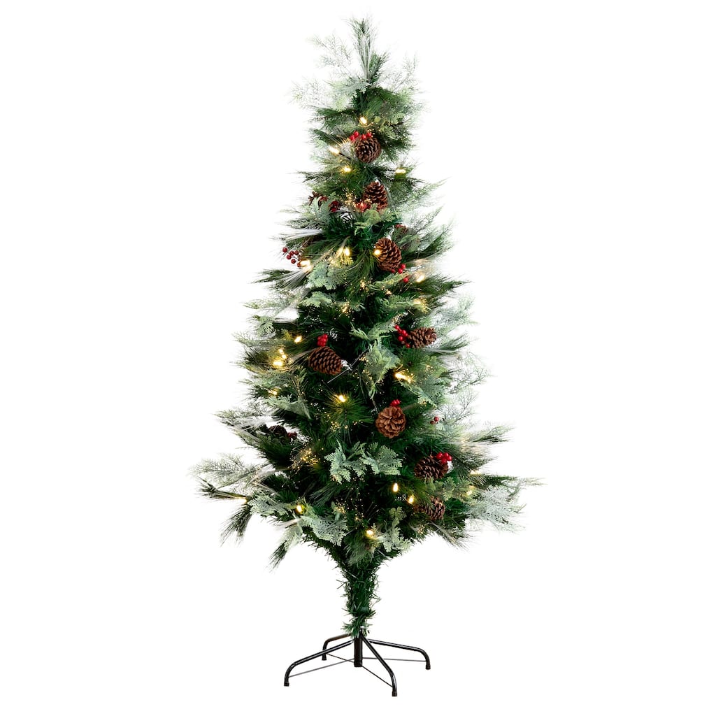 6' Pre-Lit Fiber Optic Artificial Christmas Tree, Warm White LED Lights