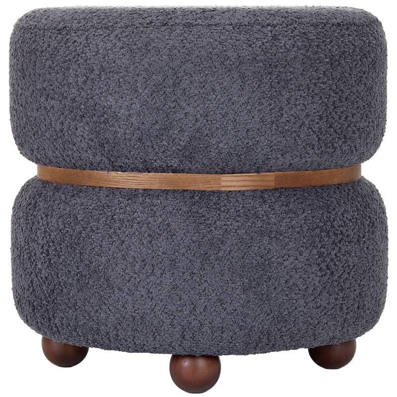 Double Pouf Round Upholstered Vanity Stool and Ottoman Foot Rest