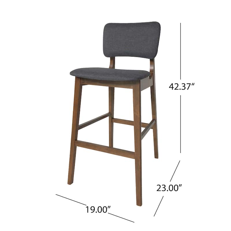 Modern Set of 2 Bar Stools with Padded Backrest, Upholstered Seat, Wooden Frame, Footrest, for Bar Dining Room Living Room