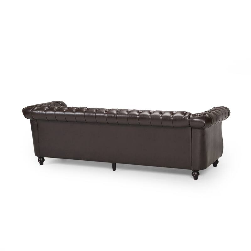 Roomfitters Modern Chesterfield 3-Seater Sofa, Tufted Upholstered Couch with Nailhead Trim and Deep Seating