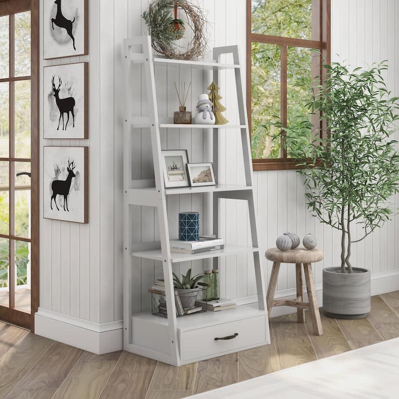 Stryi Contemporary 5-Tier Ladder Open Back Bookshelf by Copper Grove