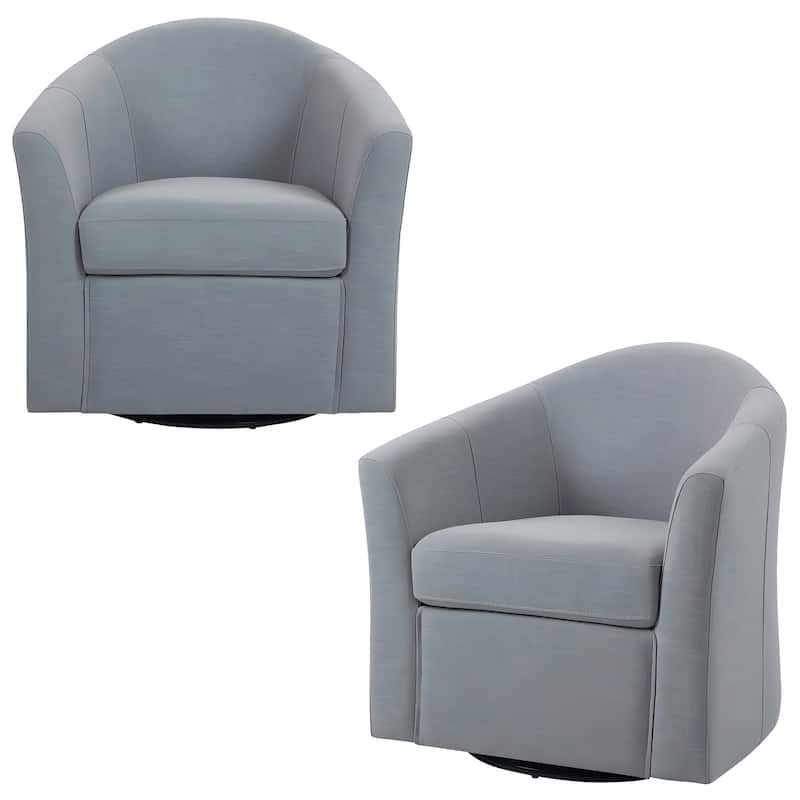 2 Set Modern Upholstered Swivel Barrel Chair Living Room Accent Chair