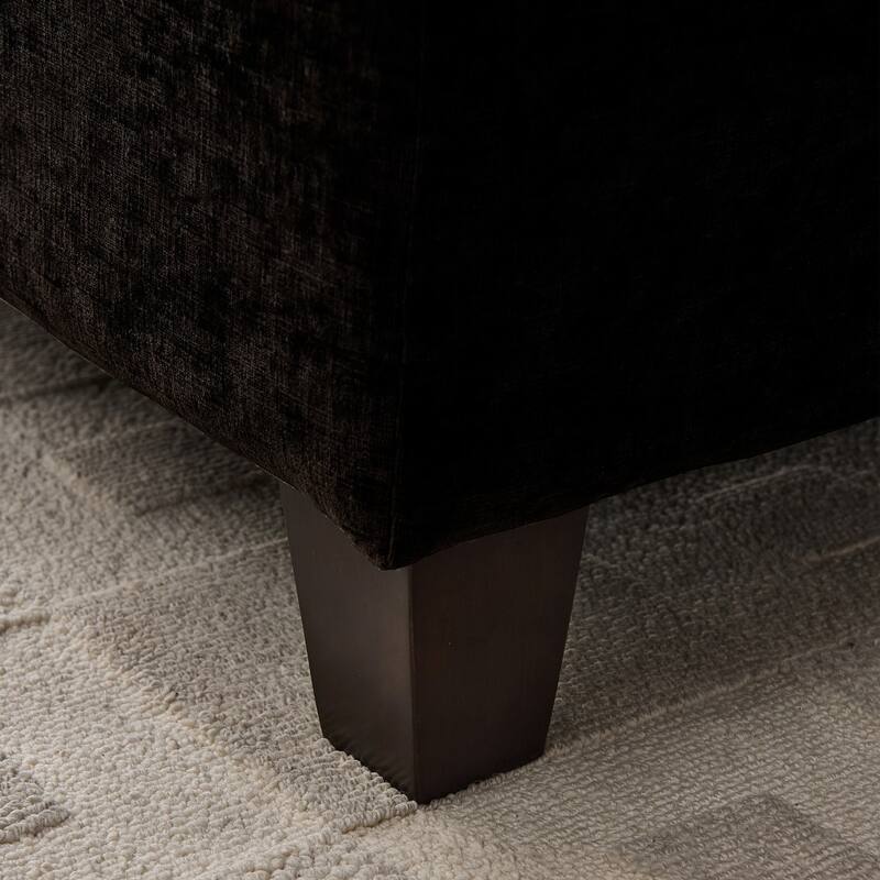 96.5" L-Shaped Chenille Sectional Sofa with Storage and Movable Ottoman