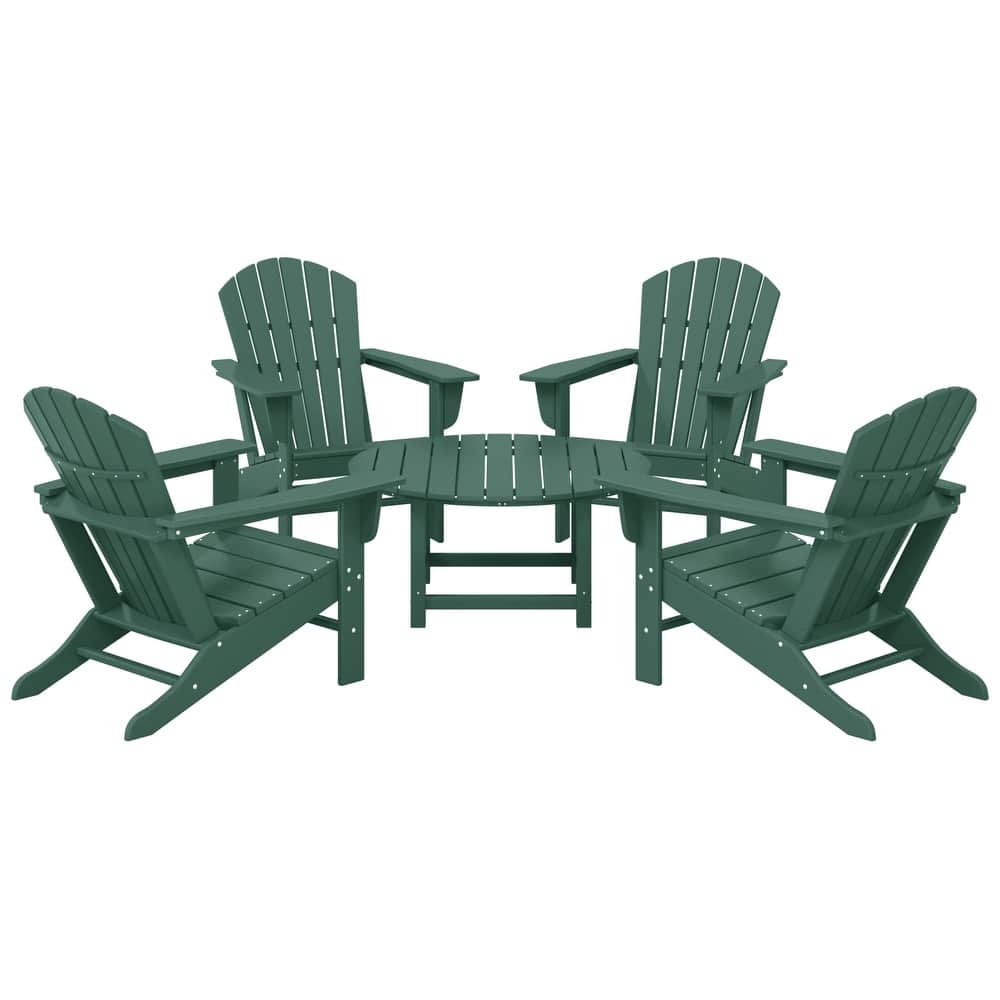 Altura Outdoor 5-Piece Adirondack Chair & Round Coffee Table Conversation Set