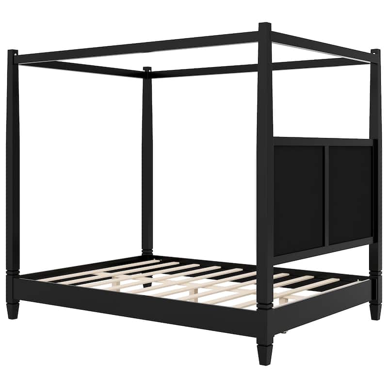 Canopy Platform Bed with Upholstered Headboard by Harper&Bright Designs