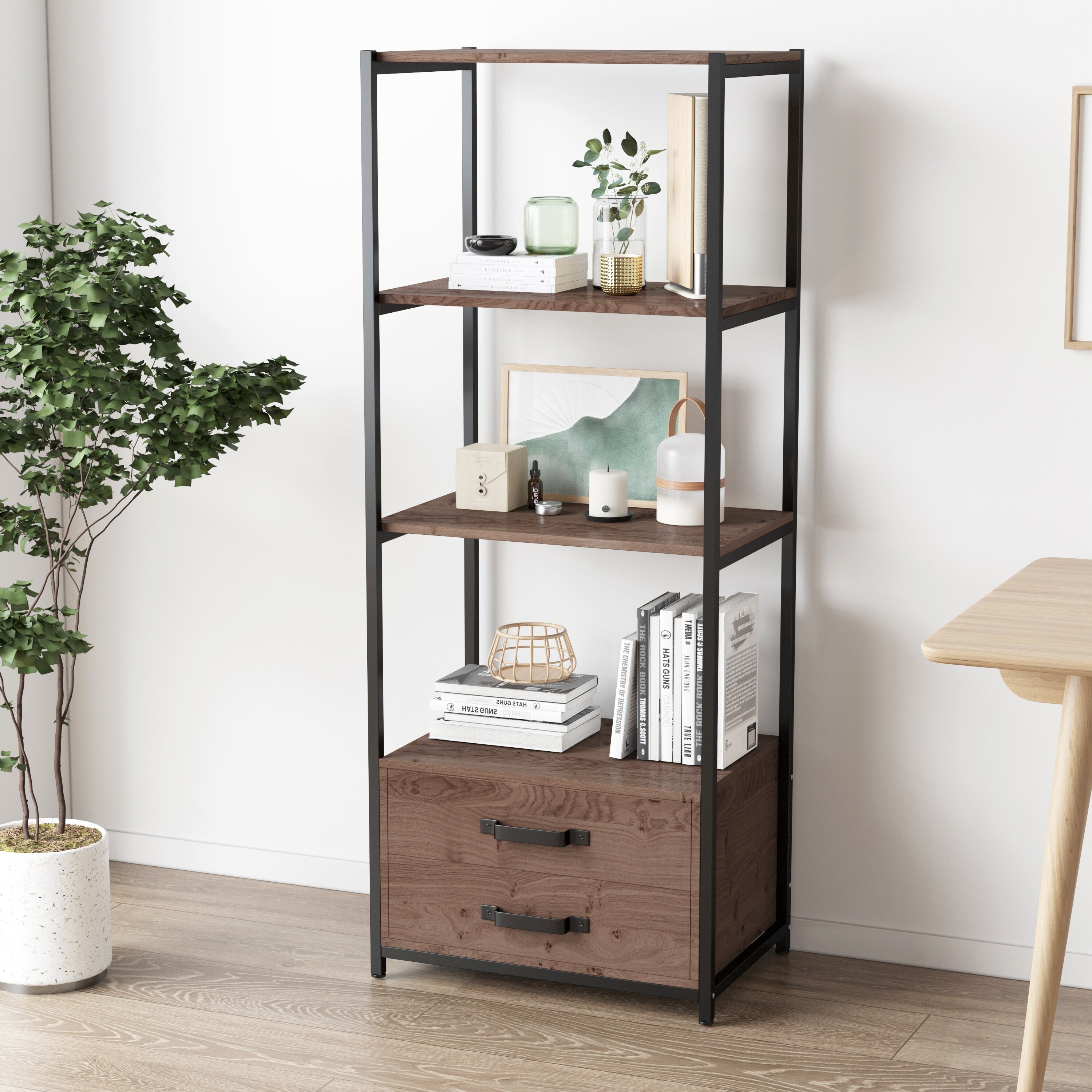 https://ak1.ostkcdn.com/images/products/is/images/direct/003e06116ce3ecb160aacb84aa0010b5b42fc1a3/Modern-4-Tier-Bookshelf-with-4-Open-Storage-Shelves-and-2-Drawers.jpg