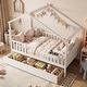 preview thumbnail 11 of 16, Costway Full Size Bed with 2 Storage Drawers, House-shaped Bed Frame White