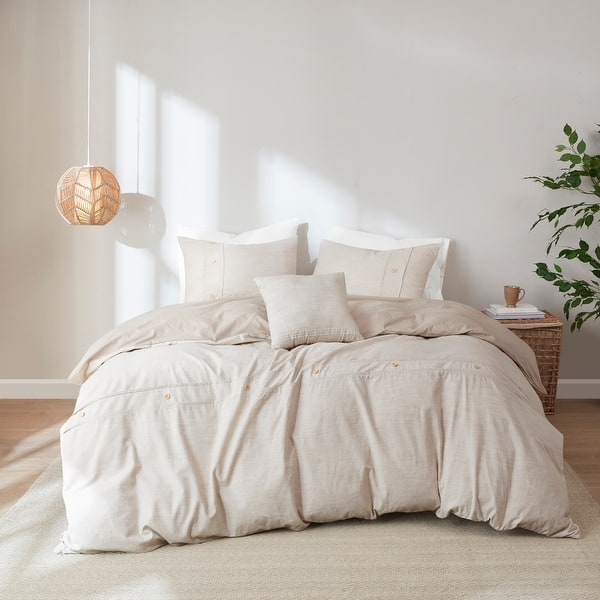 Blakely 5 Piece Organic Cotton Oversized Comforter Cover Set by Clean Spaces - Natural - Full - Queen