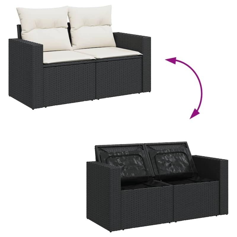 vidaXL Patio Sofa Set with Cushions Outdoor Furniture 11 Piece Poly Rattan