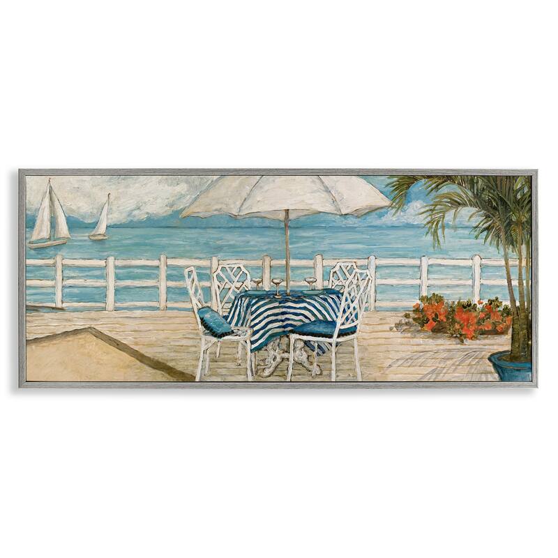 Stupell Coastal Restaurant Overlook Framed Giclee Art Design By Charlene Olson - 30 x 13 - Grey