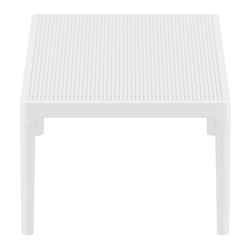39.5" White Patio Solid Rectangular Lounge Coffee Table