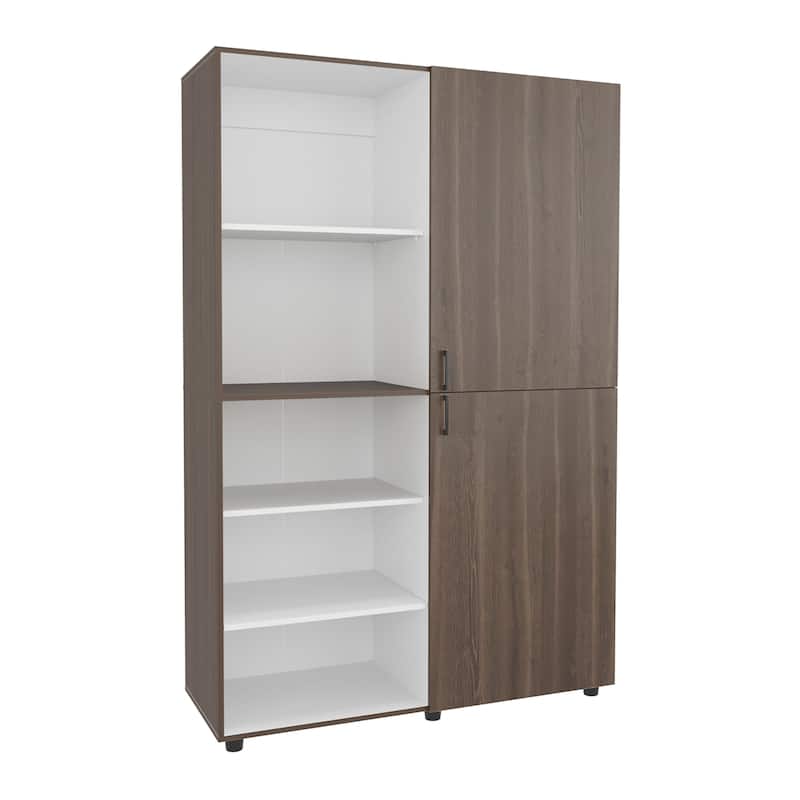High Two Door Freestanding Armoire With Hanging Rod And Interior Shelves,Compact Bedroom Wardrobe