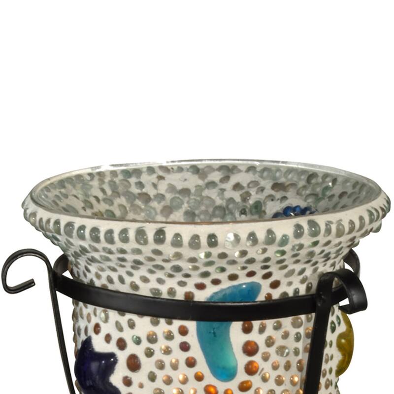 Springdale 4H Bead Star Cup 4-Piece Mosaic Art Glass Candle Votive Set