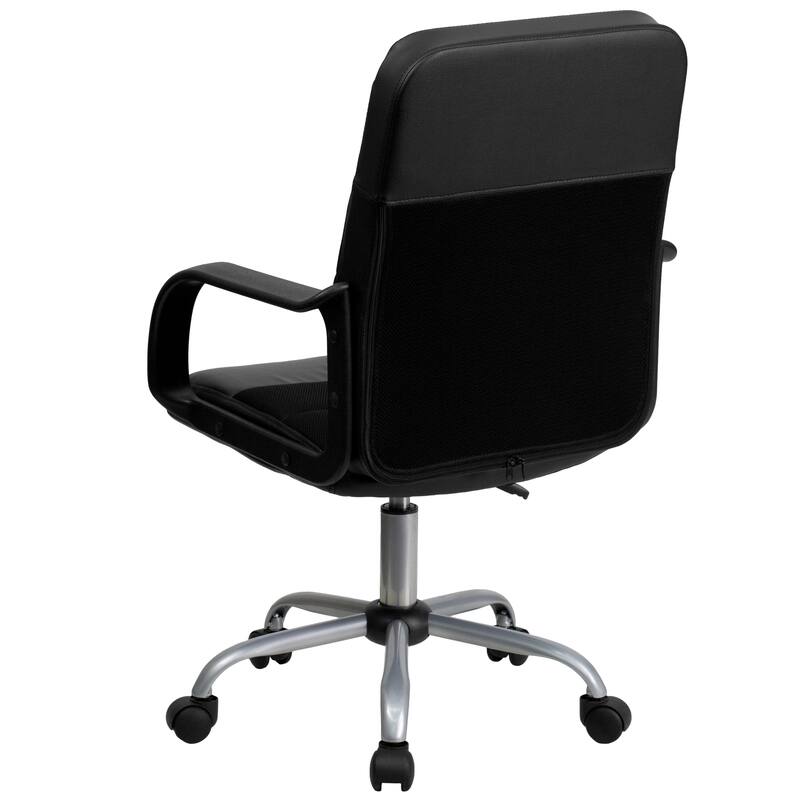Mid-Back LeatherSoft and Mesh Swivel Task Office Chair with Arms