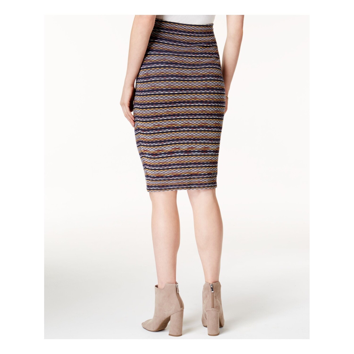 Shop Bar Iii Womens Navy Printed Knee Length Pencil Skirt Size
