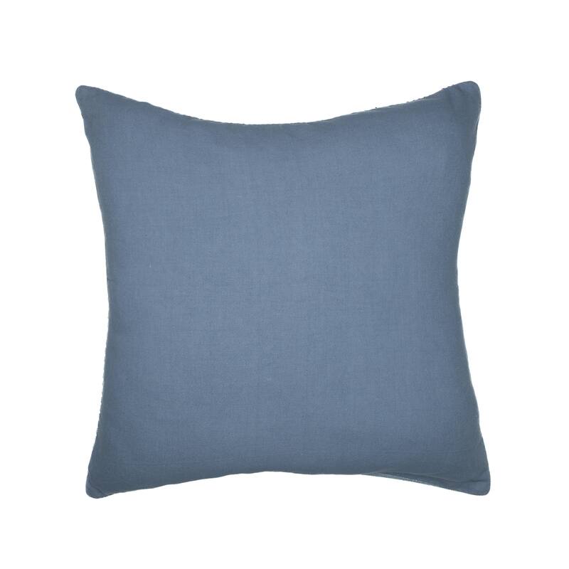 HomeRoots 24" Blue and White Geometric Cotton Throw Pillow With Embroidery