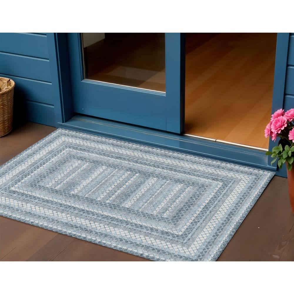 HomeRoots Geometric Transitional Rectangle Outdoor Rug