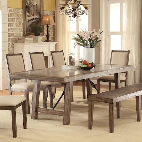 Strick & Bolton Mirella Weathered Elm 92-inch Stone-top Dining Table