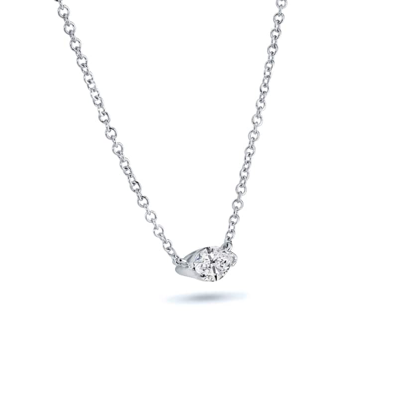 Auriya 1/4cttw East West Marquise Solitaire Diamond Necklace 14k Gold (J-K, I1-I2)
