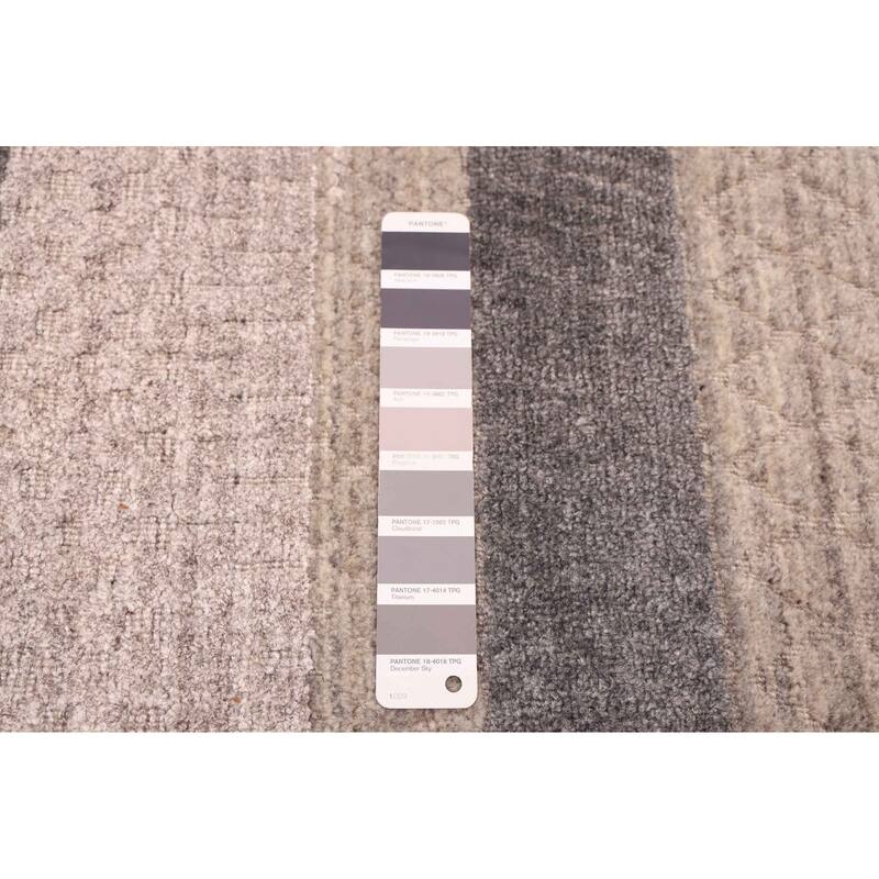 ECARPETGALLERY Hand Loomed Elysian Grey Viscose, Wool Rug - 8'2 x 9'11