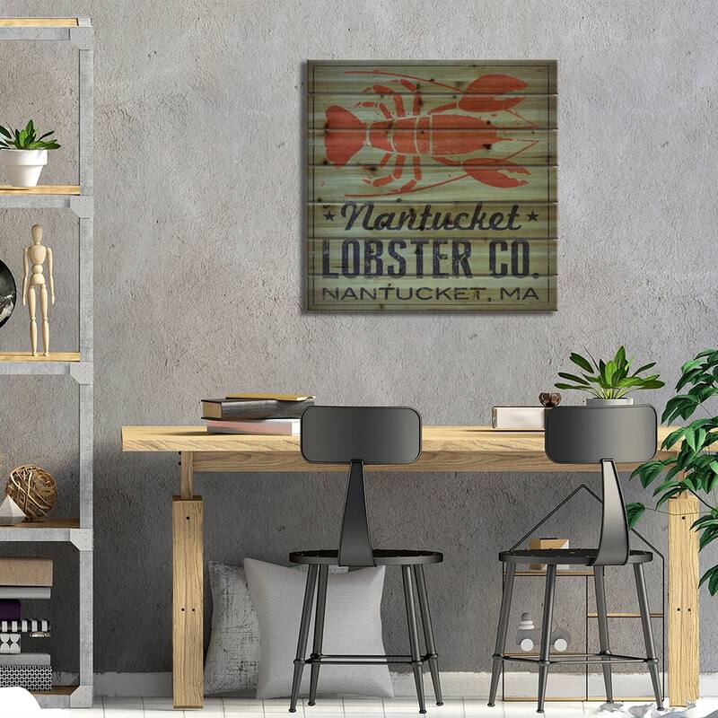 Nantucket Lobster Co. Print On Wood by Ryan Fowler - Multi-Color