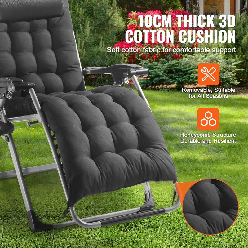 26 Inch Zero Gravity Recliner Lounge Chair with Triangle Frame and Removable Cushion Seat - 34.05 x 25.39 x 43.7 in