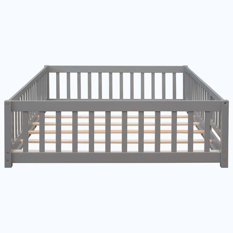 Durable Floor Platform Bed with Fence