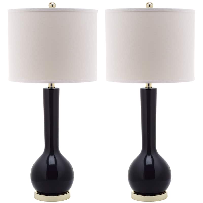 SAFAVIEH Lighting Brigid 31-inch Long Neck Ceramic White Table Lamp (Set of 2) - 14"x14"x30.5" - 14Wx14Dx31H