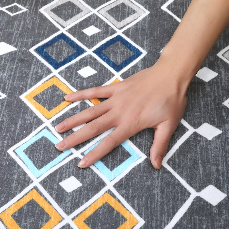 Garvee Boho Area Rug Geometric Printed Faux Wool Soft Floor Cover