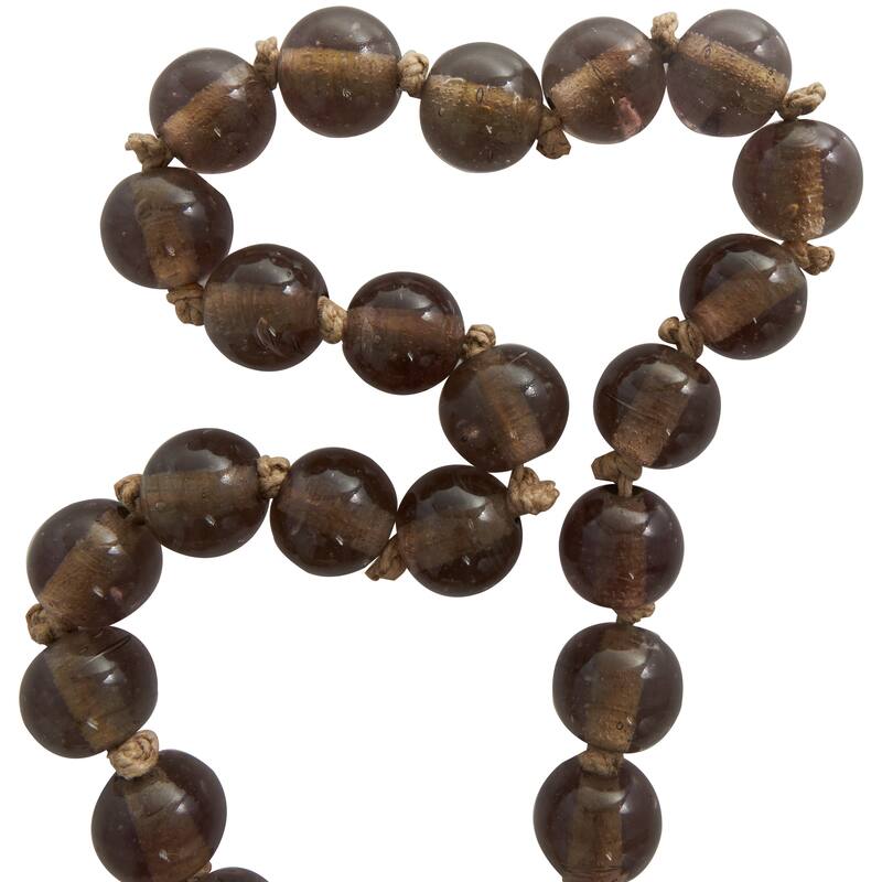 Glass Handmade Round Beaded Garland with Tassel with Knotted Brown Jute - Roche River Decor