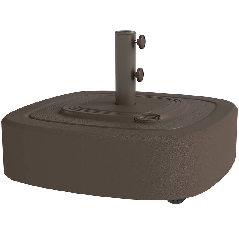 Outsunny Patio Umbrella Base with Wheels, Umbrella Stand with 110 lbs. Sand or 86 lbs. Water Filled