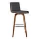 preview thumbnail 45 of 120, Skara Swivel Bar Stool, Upholstered Bar Height Chair with Bentwood Frame Single - Gray Faux Leather & Walnut