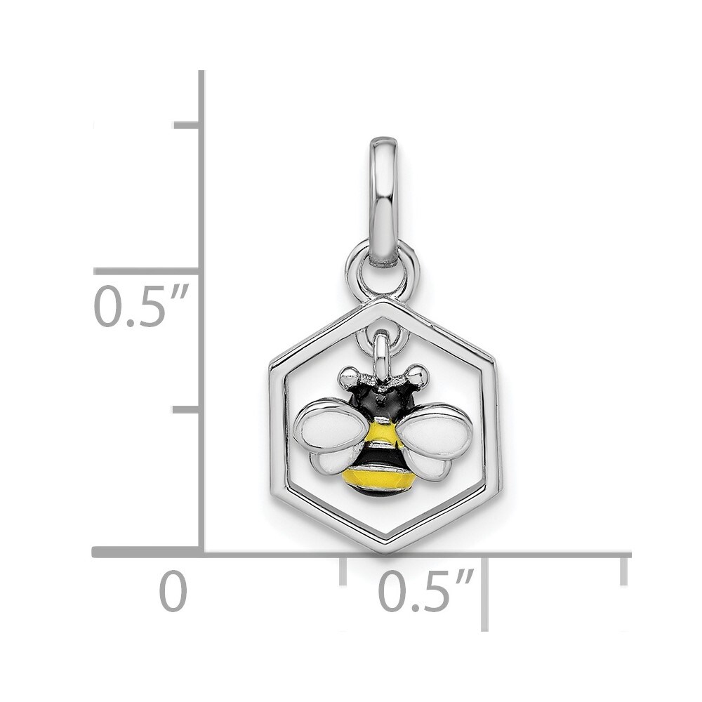 Sterling Silver Rhodium-plated Childs Enameled Lamb Post Earrings 