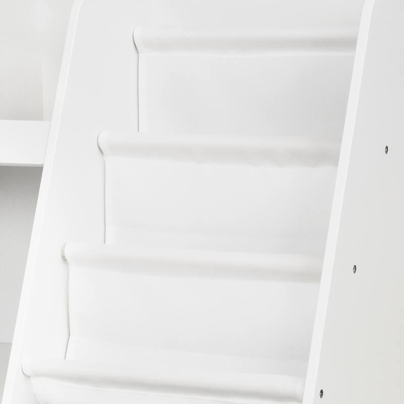An open children's bookcase that can store books and toys