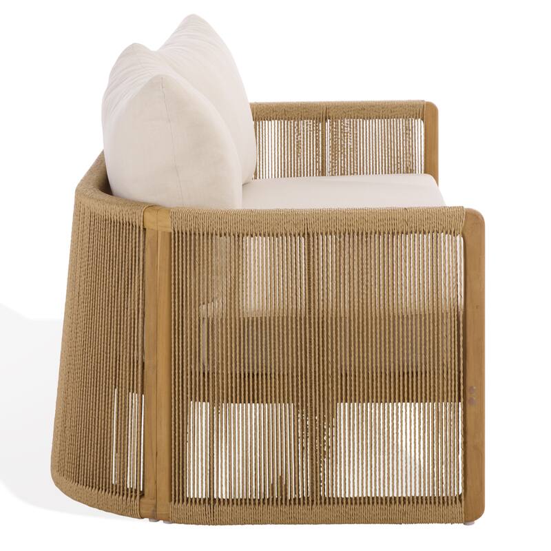 SAFAVIEH Couture Gale Teak & Hyacinth Patio Sofa - 70"W x 34"D x 24"H