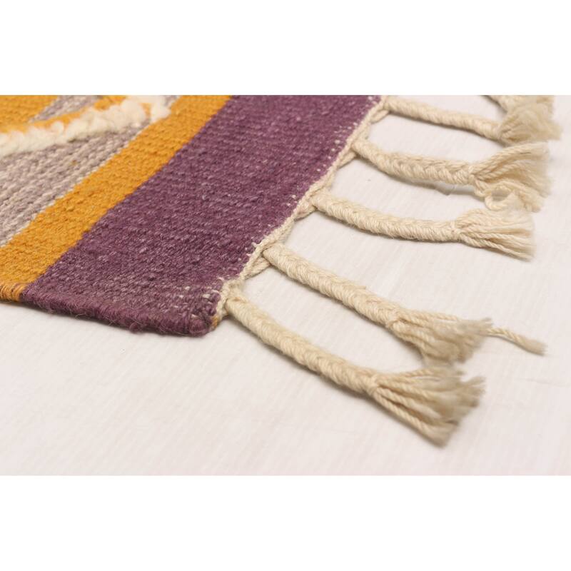 ECARPETGALLERY Flat-Weave Marrakech Purple Wool Kilim - 6'9 x 10'0