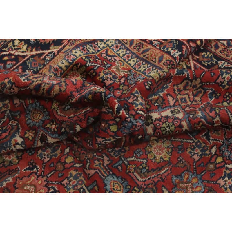 Hand Knotted Oriental 100% Wool Carpet Traditional Floral Red Mahal Area Rug - 11' 11'' X 9' 2''