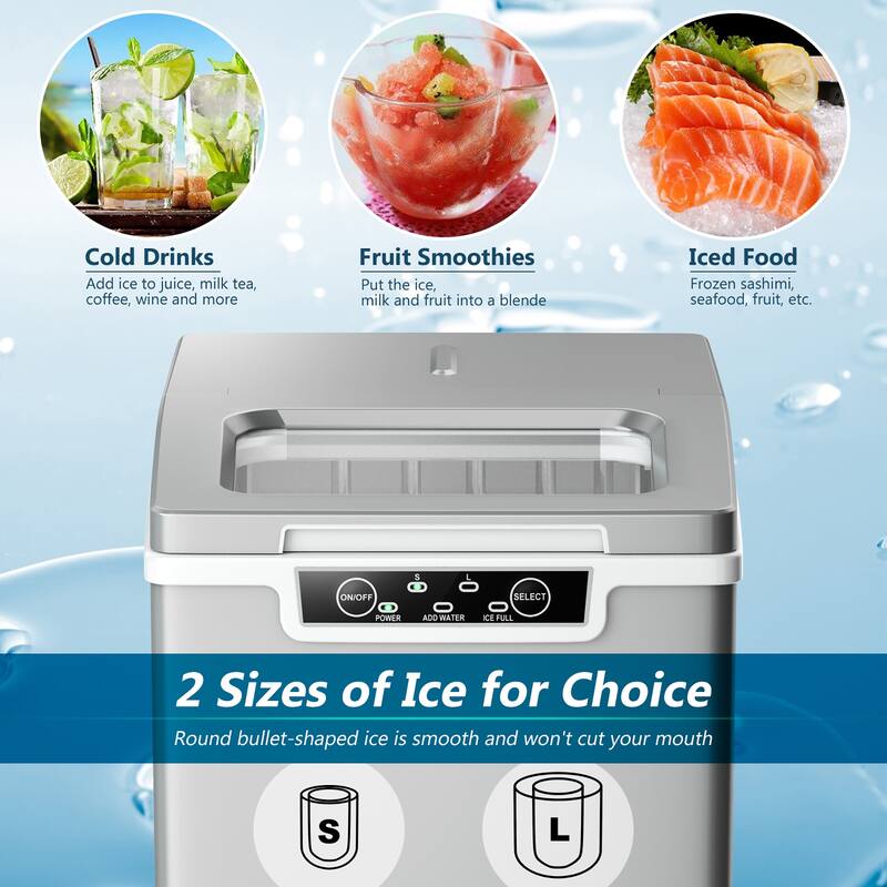 Costway Ice Maker Machine Countertop 26Lbs/24H Portable W/Scoop & - See Details