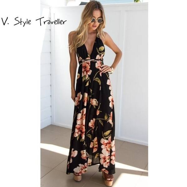 Shop Floral Print Maxi Dress Women Camis Casual Ukraine Vestido De