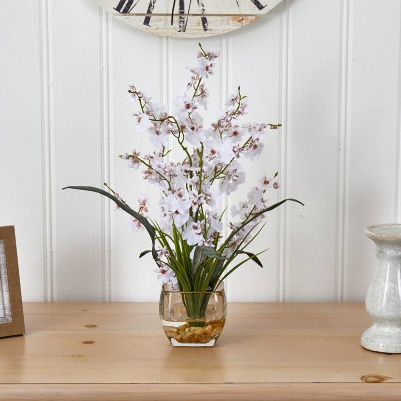 Artificial Orchid Arrangement - Silk Flower DÃ©cor, Realistic Indoor Tree Planter, 12"D x 15"W x 19"H - 19