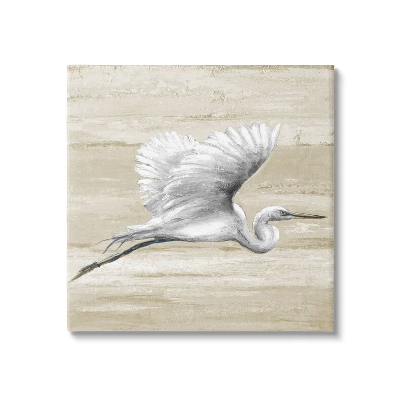 Stupell Flying Heron Sand Textured Background Natural Tones Canvas Wall Art - Grey - 36 x 36